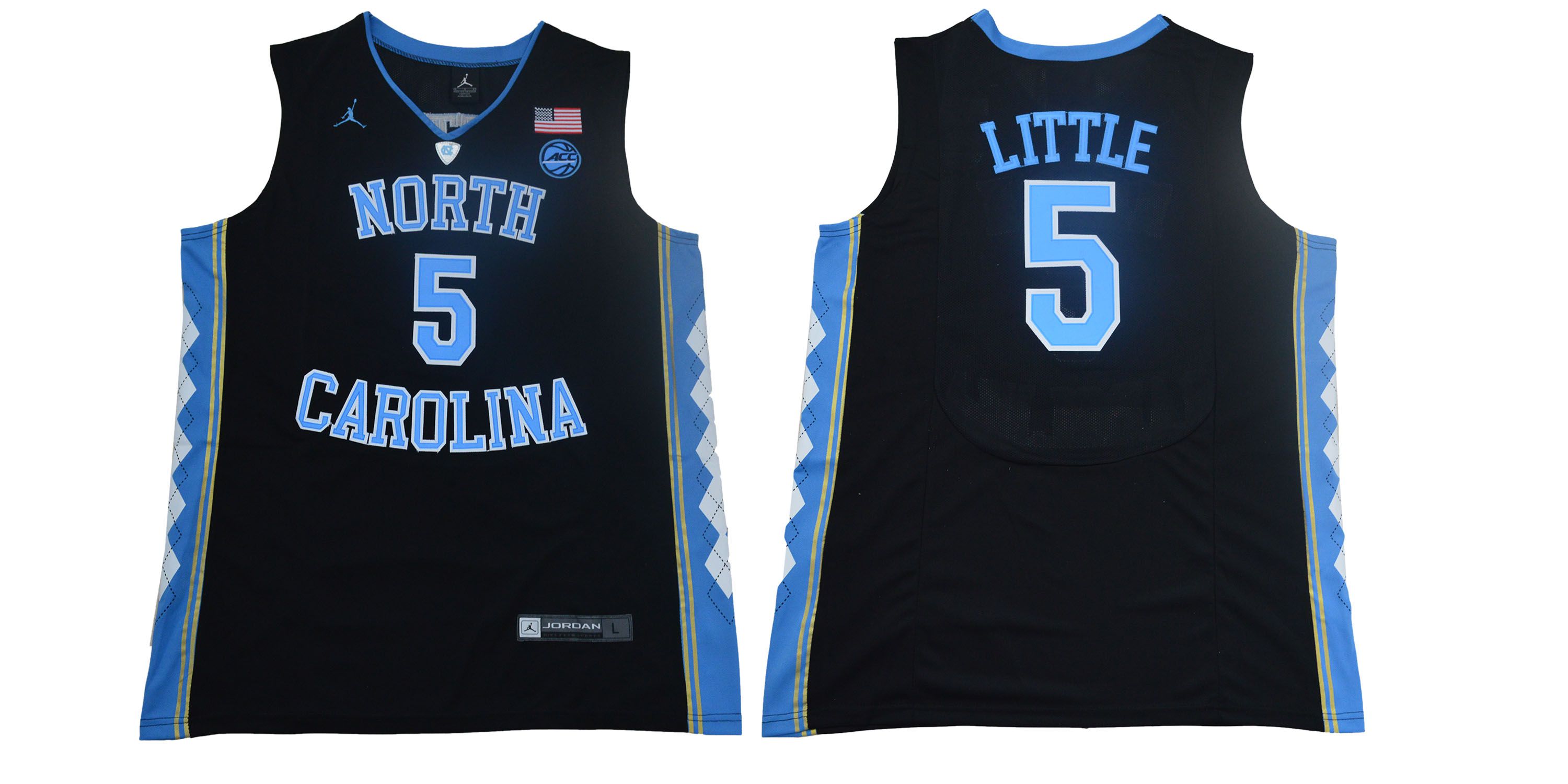 Men North Carolina Tar Heels 5 Little Black NBA NCAA Jerseys